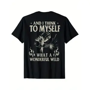 Men's Vintage Welding Back Print T-Shirt Heavy-Duty Workwear Style Casual Tee for Welders Blacksmiths Metalworkers Mens T Shirts Funny Tshirts Men Most Likely Christmas Shirts