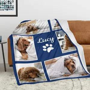Personalized Pets Blanket with Photos, Custom Blanket for Small Dogs, Personalized Dog Blankets with Picture, Memorial Gifts for Pet Passing Away
