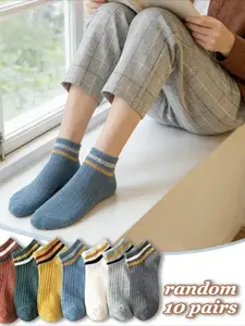 10 Pairs Mixed Color Thin Summer Sports Socks Men Women Comfortable Breathable Short Socks Running Athletic Gym Socks