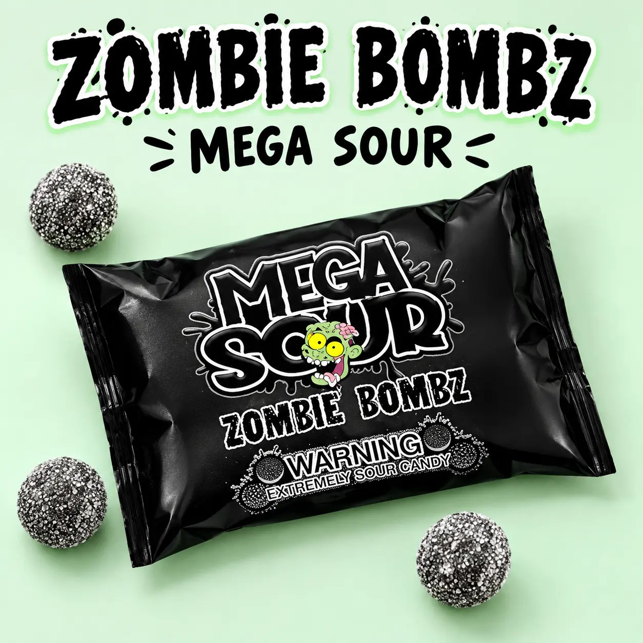 Barnetts Mega Sour Candy Zombie Bombz Bonbon Snack, 104g-3.7oz Handmade British Hard Sweets - Extreme Sour Challenge Treats for Retro Party Bags & Gift Hampers
