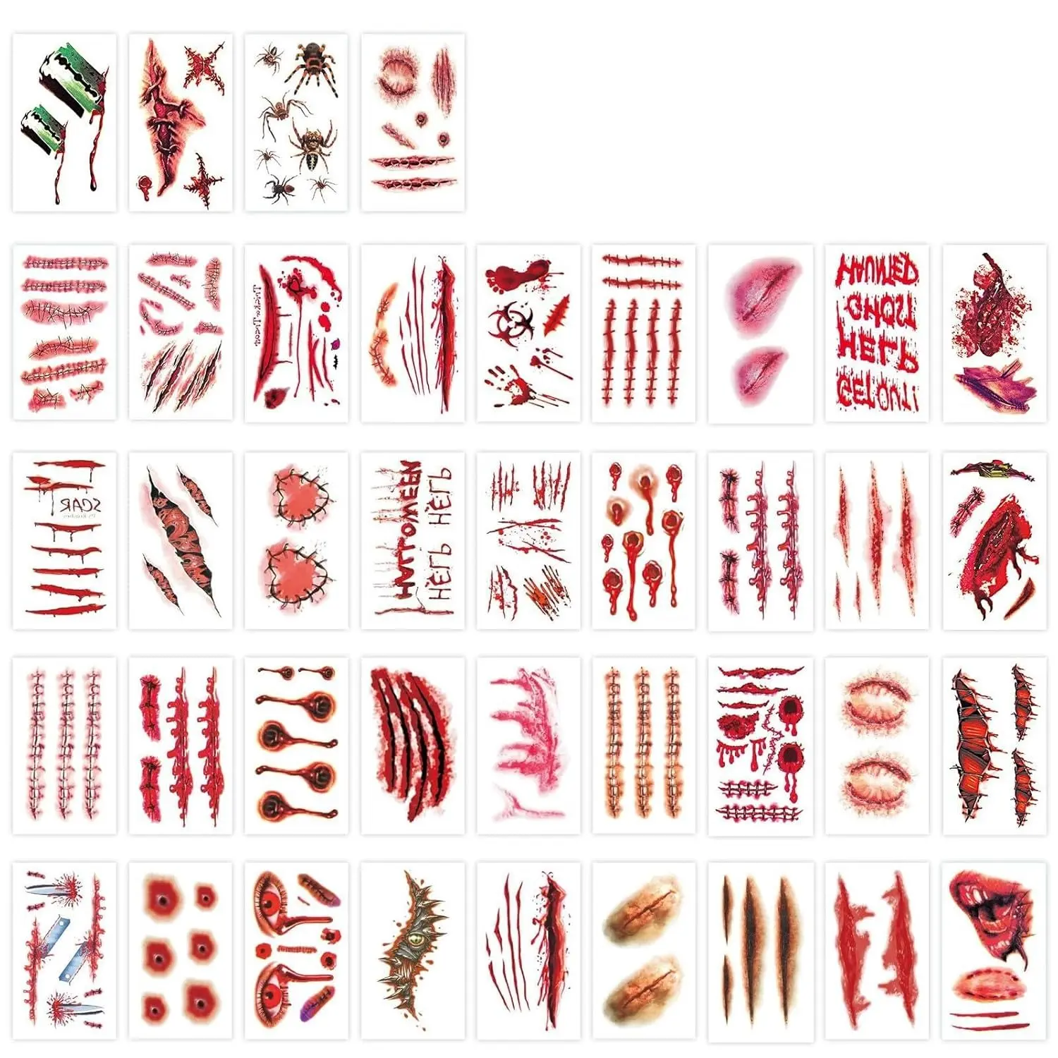 Fake Scar Temporary Tattoos | Realistic Wound Stitch SFX Stickers for Halloween Cosplay Costume