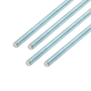 Zinc Plated 1/4"-20 Fully Threaded Steel Rod, 4 Pieces 12" Length Long Threaded Screw