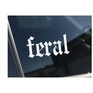 Feral Sticker for Car Window, Old English Lettering