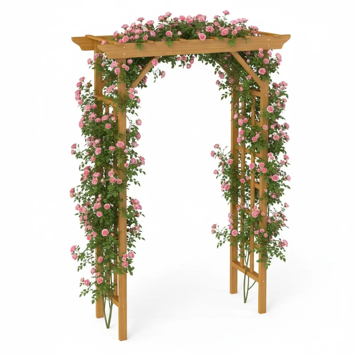 57x22x85 Inch Sturdy Light Brown Solid Fir Wood Wedding Arbor, Outdoor Pergola Garden Trellis for Plant Climbing, Ceremony Backdrop, Christmas Decor, Backyard & Outdoor & Garden Decor, Backyard Decor