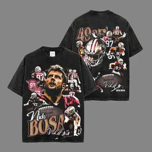 Game Day Outfit NICK BOSA 97 Acid Washed Lightweight 100_ Cotton T-Shirt, Smaller Bear Shirt, The 49ers Shirt, Sunday Football Shirt, Game Day Shirt
