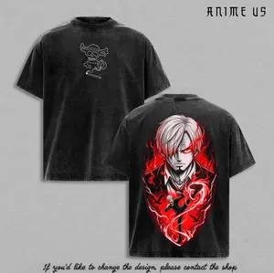 Sanji One Piece Shirt Vinsmoke Sanji Diable Jambe Anime Vintage Washed Oversized Graphic Tee Straw Hat Pirate Chef Anime Shirt