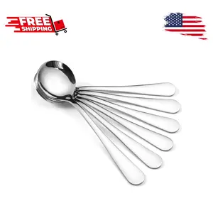 12-Piece Soup Spoons, Round Stainless Steel 12-Piece Soup Spoons, Round Stainless Steel