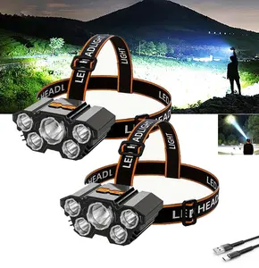 Headlight Flashlights, Rechargable Headlamp, Led Head Lamp with 4 Modes, Waterproof Head Lights For Forehead, Hard Hat Light, Adjustable Head Flashlight For Adults, Bright Coast Headlamp for Outdoor Camping, Hiking, Running