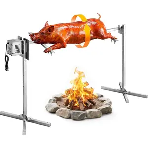 VEVOR Rotisserie Grill, 37in BBQ Outdoor Pig Lamb Spit Roaster, Charcoal Spit Roaster with 132 LBS Load Capacity 7-Level Height, Stainless Steel Electric Rotisserie Grill Kit for Camping OutdoorVEVOR Super Brand Day