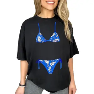 Bikini Shirt Funny Beach Summer Bikini Graphic T-Shirt Casual Women Shirt