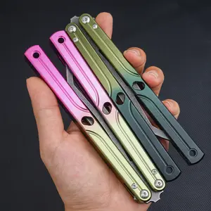 Novice Butterfly Trainer AluminumHandle Gradient Color Unsharpened Blade Ideal for Beginners Tactical Equipment Survival Gear Perfect Gift for Friends