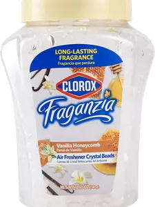 Fraganzia Air Freshener Crystal Beads Vanilla Honeycomb 12oz Jar | Long-Lasting Air Freshener Beads | Easy to Use Vented Jar Air Scent Beads for Homes