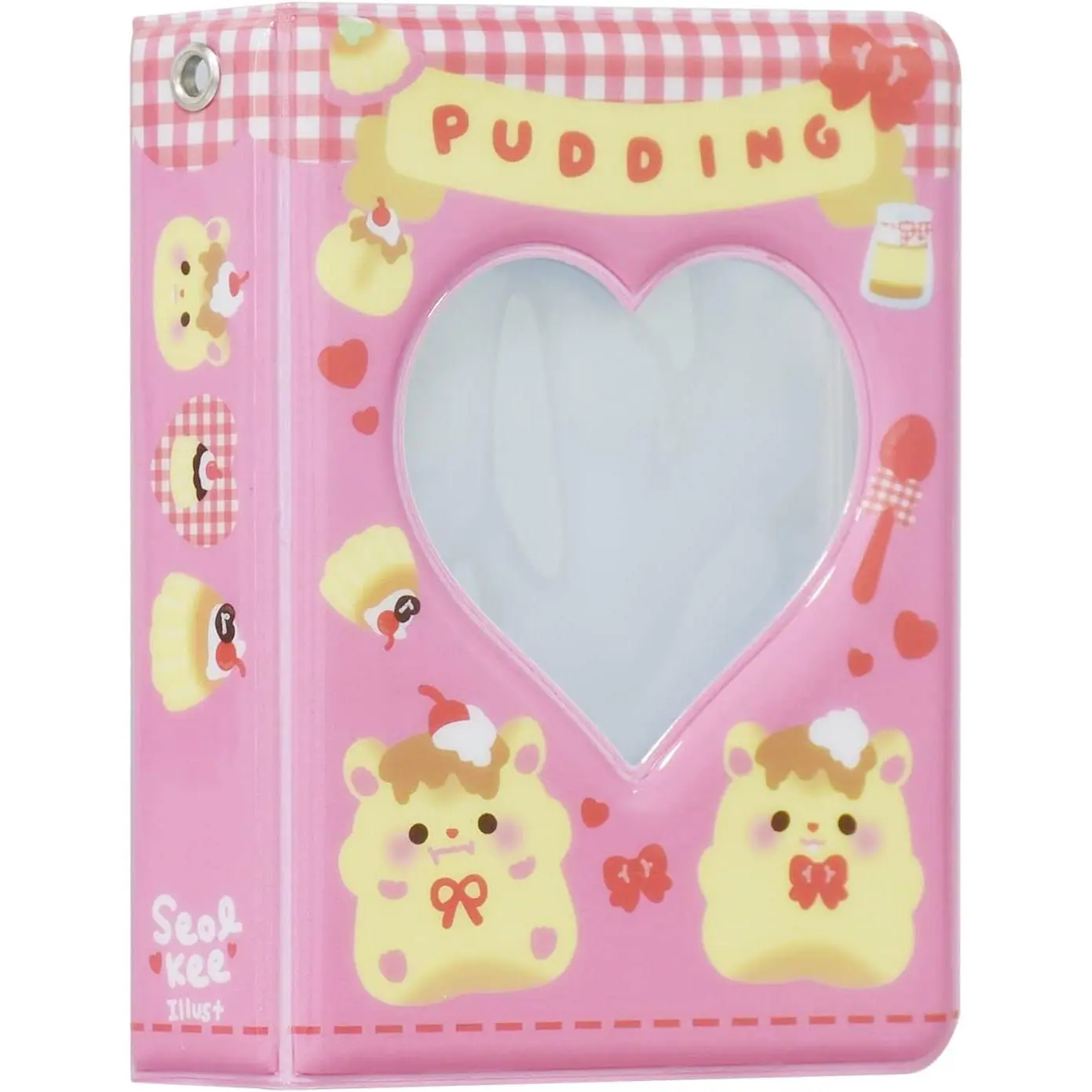 3 Inch Mini Photo Album Kpop Photocard Binder, Love Heart Hollow Photocard Holder Book, Business Card Book Holder, Photocard Sleeves 40 Pockets (Rose)