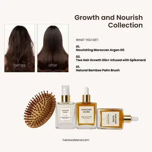 Hair Essential Kit with Nourishing Moroccan Argan Oil, Hair Growth Oil  and Natural Bamboo Palm Brush, Haircare Moisturize  Frizz Comfort Lightweight