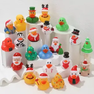 20pcs Christmas Decorations Mixed Set, Cute Creative Santa Duck Figurines, Bath Toys Reindeer Snowman Ducks, Gifts for Kids Friends Colleagues, Ornaments Decor