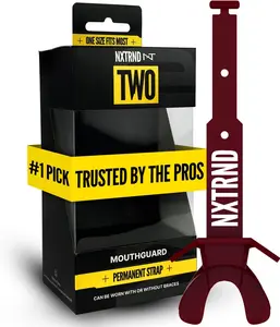 Two Football Mouth Guard, Football Mouthpiece with Strap, Fits Adult & Youth (Maroon)