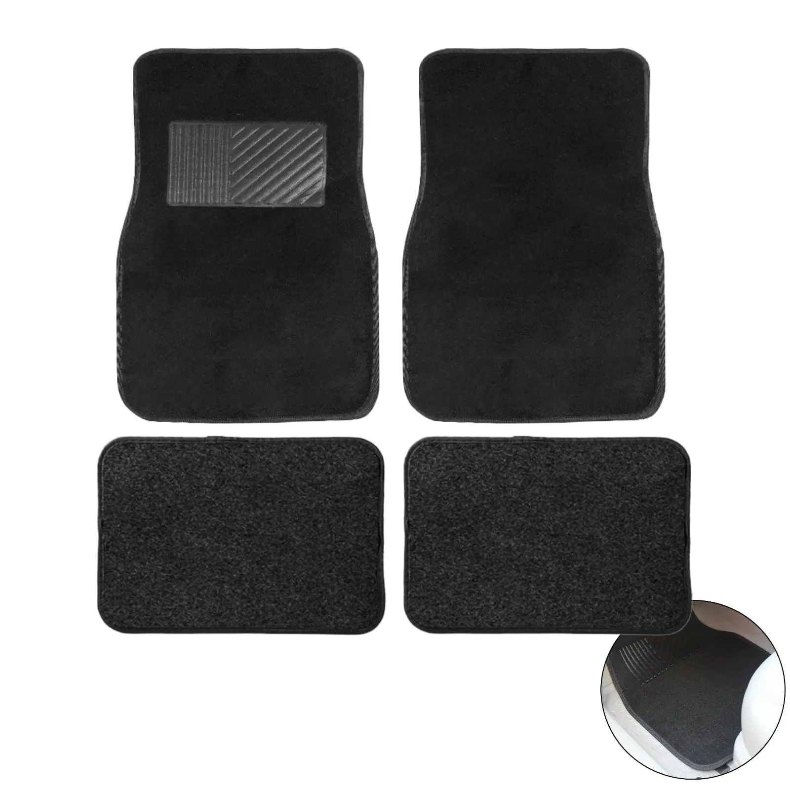 Universal Non-Slip 4-Piece Car Carpet Floor Mats, Breathable and Comfortable Wear-Resistant All-Weather Interior Accessories, Versatile Use for All Vehicle Models