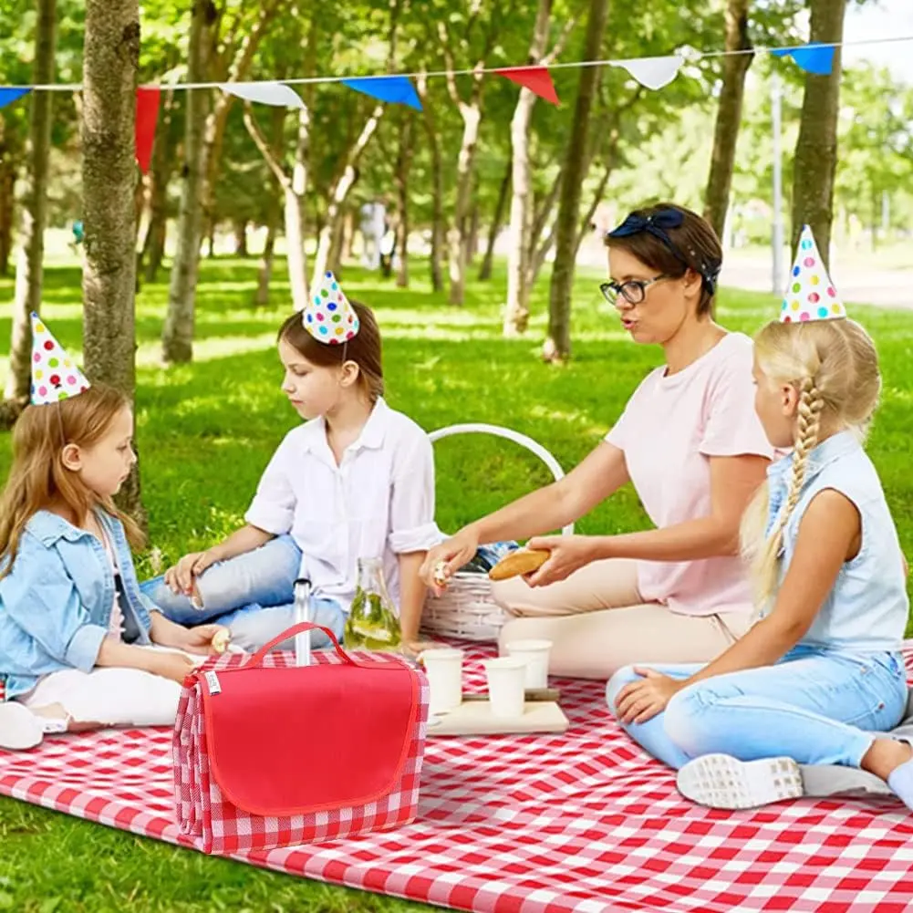 Waterproof Sandproof Picnic Beach Blanket – Large Outdoor Camping Travel Mat for Grass, Park, Hiking, Festival, Family, Portable Indoor Use (Red)