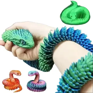3D Printed Movable Joint Snake Fidget Toy - Modern Simulation Figurine, Home Office Desktop Ornament, Creative Gift Craft Miniature