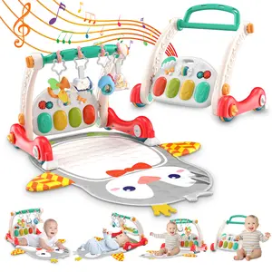 3-in-1 Baby Kick & Play Piano Gym Mat with Music and Lights, Soft Infant Activity Play Mat for Early Learning, Sensory Development Toy with Musical Keyboard, Perfect Newborn Gift for Indoor Playtime