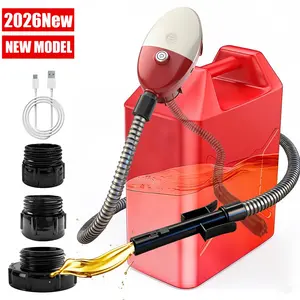 Automatic Portable Fuel Transfer Pump with Auto-Stop, 2.4 Gallon per minute, Extra Long Hose, Battery Powered and UBS Type-c, 3 Can Adapters and Leak protection, Gas Pump for Oil, Diesel and Gasoline