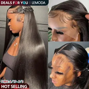 【DEALS FOR YOU]Lemoda 250% Density 13x6 Full Frontal Lace Wigs Human Hair HD Transparent Lace Wigs Human Hair 13x6 Full Wig Brazilian 12A Straight Wig Human Hair for Black Women 13x6 Frontal Wig Human Hair summerwins
