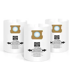 VF2005 3/5/7 Pack Vacuum Bags - High Efficiency Disposable Fine Dust Collection for 10-14 Gallon Shop Vacuum Bags, Type F & Type I