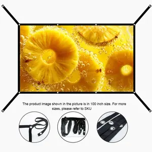 (Extended version) 16:9 high-definition wall mounted projection screen, 60-150 inches, portable outdoor camping projection screen with movable large screen, suitable for outdoor camping, room use, office use, Outdoor Projector Screen