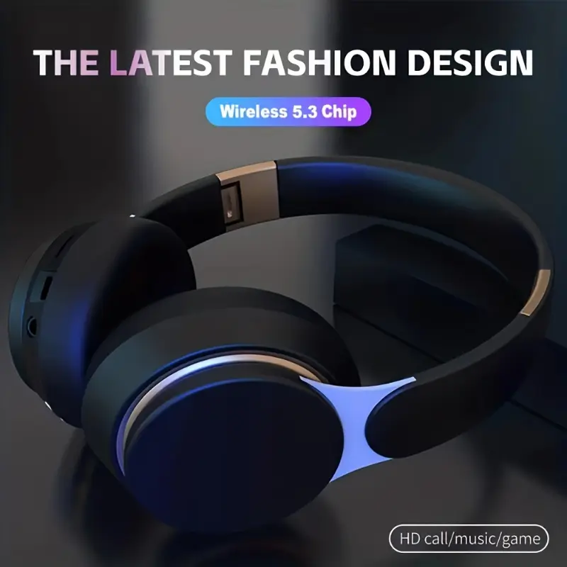 Foldable Plastic Gaming Headset with Voice Call Noise Cancellation, Wireless Over-ear Design, USB Charging Port, and 3.5mm Cable Jack, Exercise, Chargeable, Condenser Mic, Cellphones, Not Water Resistant