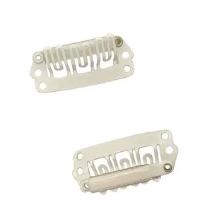 2- Metal Snap Clips for Hair Extensions - 6- U-Shape, Blonde Color, 30mm, 1.2g Each - Rubber