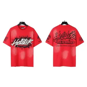 Hell Star T-Shirt Print Pure Cotton Men And Women Summer Loose Short Sleeve Fabric Top