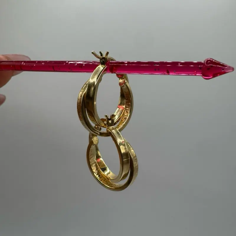 Arracadas doble aro en oro 14K