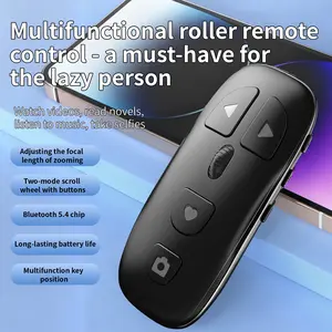 Wheeled Phone Remote Controller, TiktokVideo Swipe Control, Smart Selfie Remote with Zoom Function, Volume Control, for Androidand iOS Phones/pads, Portable
