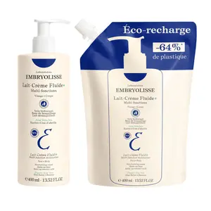 Embryolisse Lait-Crème Fluid+ Moisturizer Bundle | Face & Body Cream + Refill | Lightweight, Fast-Absorbing, For All Skin Types