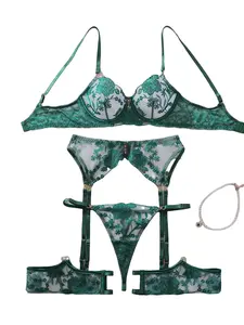 Luxury Date Night: Sheer Black Lace Underwear Lingerie Set with Buckle for Unforgettable Romantic Evenings