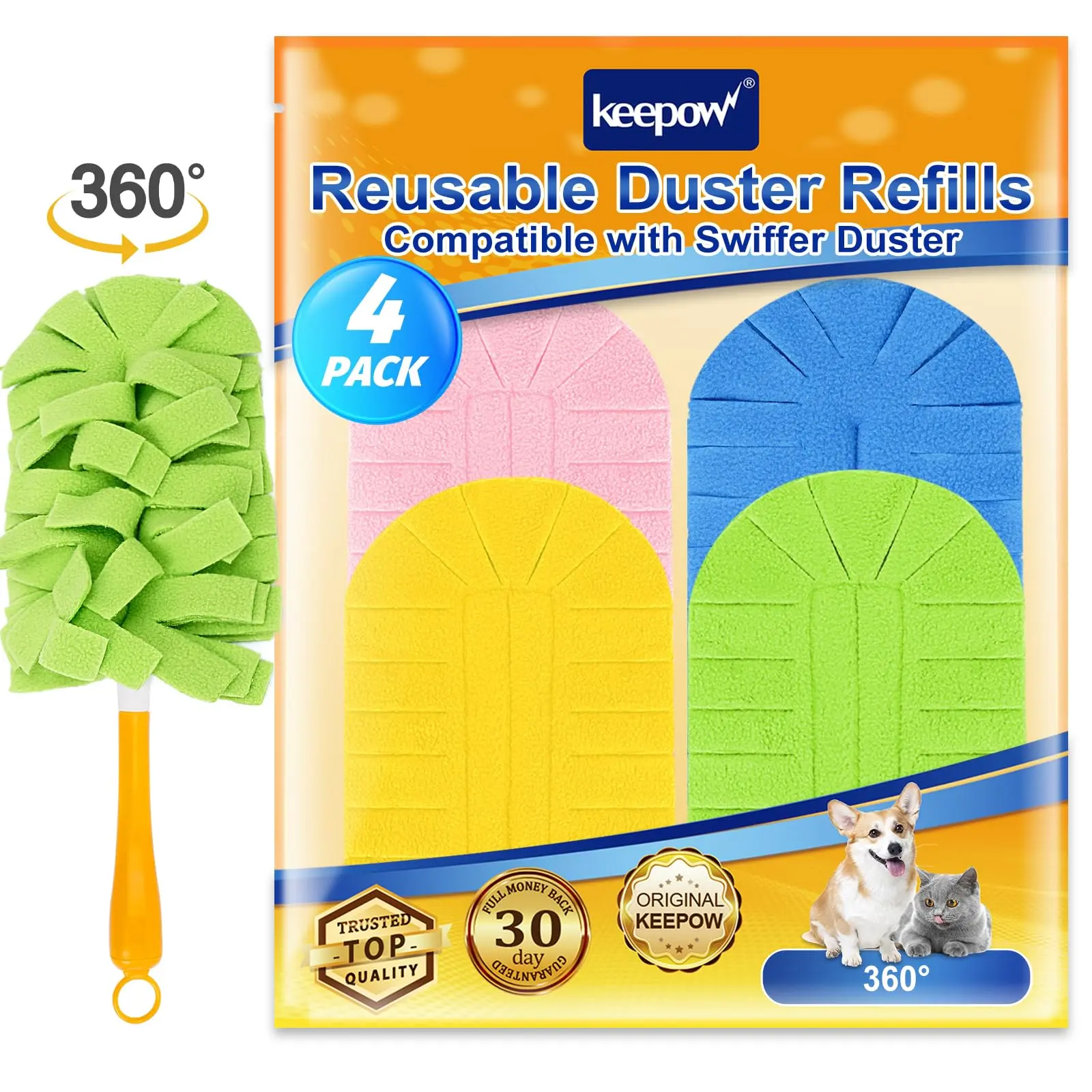 KEEPOW Reusable Duster Refill Compatible with Swiffer 360 Degree Dusters Refills(Handle is Not Included)