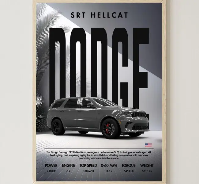 Dodge Challenger SRT Hellcat - Super Car Poster - Gift For Him - POSTER NO FRAME