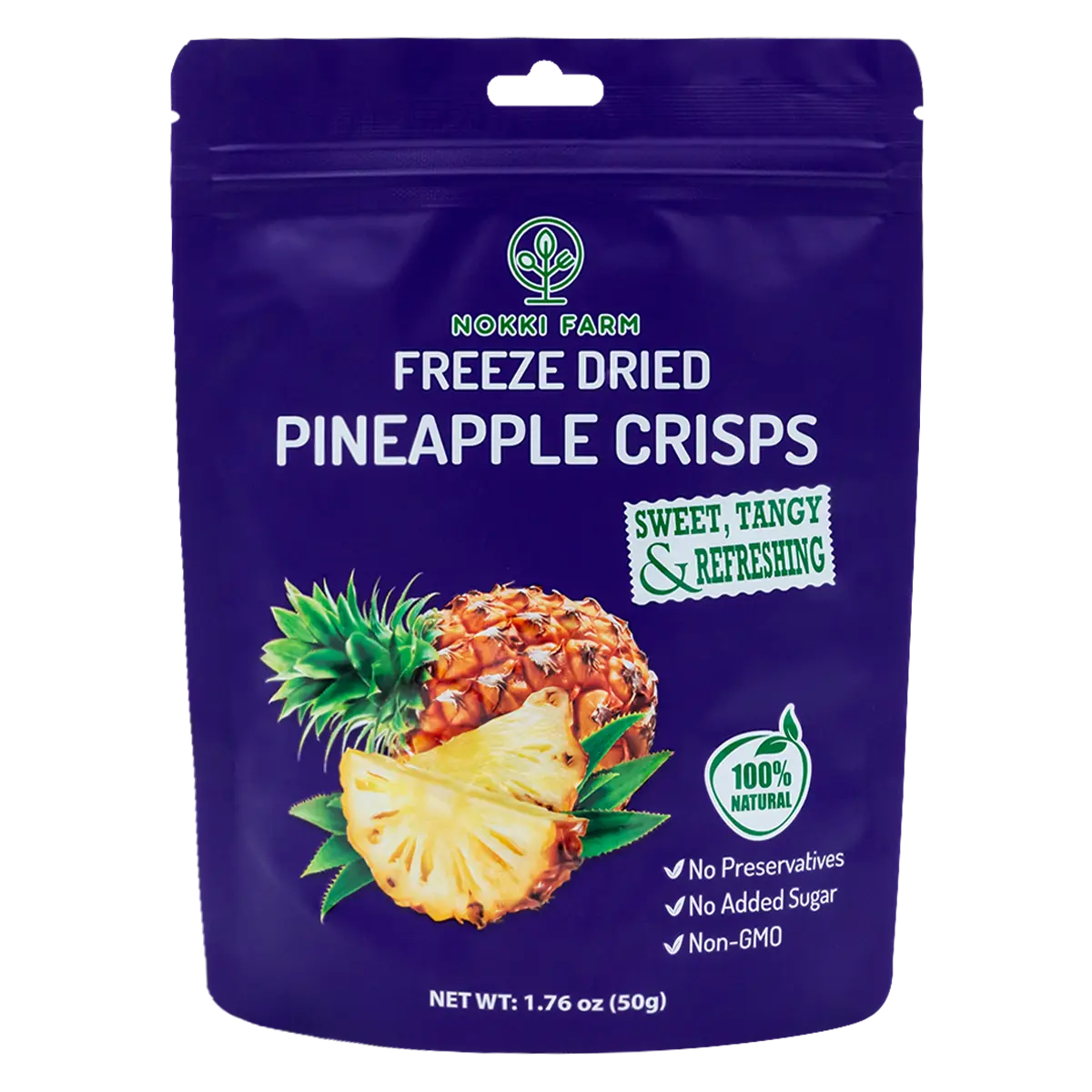 NOKKI FARM Freeze Dried Pineapple Crisps - Healthy & Exotic Tropical Superfood Snack, No Added Sugar or Preservatives, Kid-Approved, Shelf-Stable & Portable for On-The-Go Snacking
