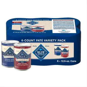 Blue Buffalo Homestyle Recipe Adult Wet Dog Food - Natural Ingredients Chicken & Beef Dinner Variety Pack, 12.5-oz Cans (6 Count, 3 of Each)