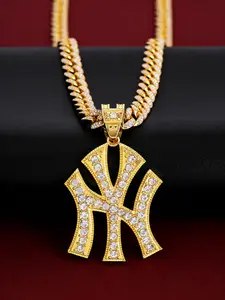 Full Crystal Letter Pendant Cuban Chain Necklace, Luxury Hip Hop Choker, Couple Matching Street Style Accessory