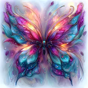 Colorful Gemstone Butterfly with Sparkles, Multiple sizes available including square diamonds, This 5D DIY diamond painting set diamond art embroidery kit handmade furniture decor holiday birthday art personalized gift, Diy Kits, Stylish Embroidery Kit