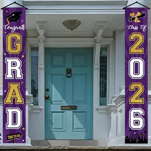2026 Graduation Banner, Class of 2026 Congrats Grad Porch Sign, Yard Sign Banner, Congratulations Banner, Party Decorations Supplies, Welcome Hanging Door Decor for Indoor Outdoor
