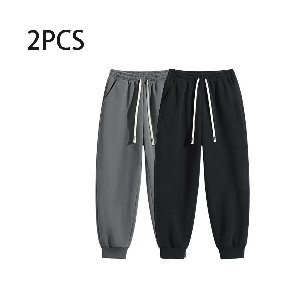 Unisex Jogger Sweatpants, Elastic Waist Drawstring Casual Tapered Sweat Pants, Solid Color Loose Fit Rib Cuff Track Pants, Daily Comfort Knit Lounge Pants for Outdoor and Home Wear