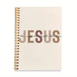 1pc Jesus - Centered Spiritual Spiral Notebook Writing Notebook Diary NoteBook Bible Verse Office Stationery School Supplies Birthday Christmas Notebook Perfect Gifts 5.5x8.3in with 50 Sheets