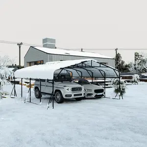 20x20 foot heavy-duty car shed, galvanized steel frame, rust proof roof, detachable side panel design, suitable for vehicles/RV/activity tents, wind and snow resistance certification, portable garage