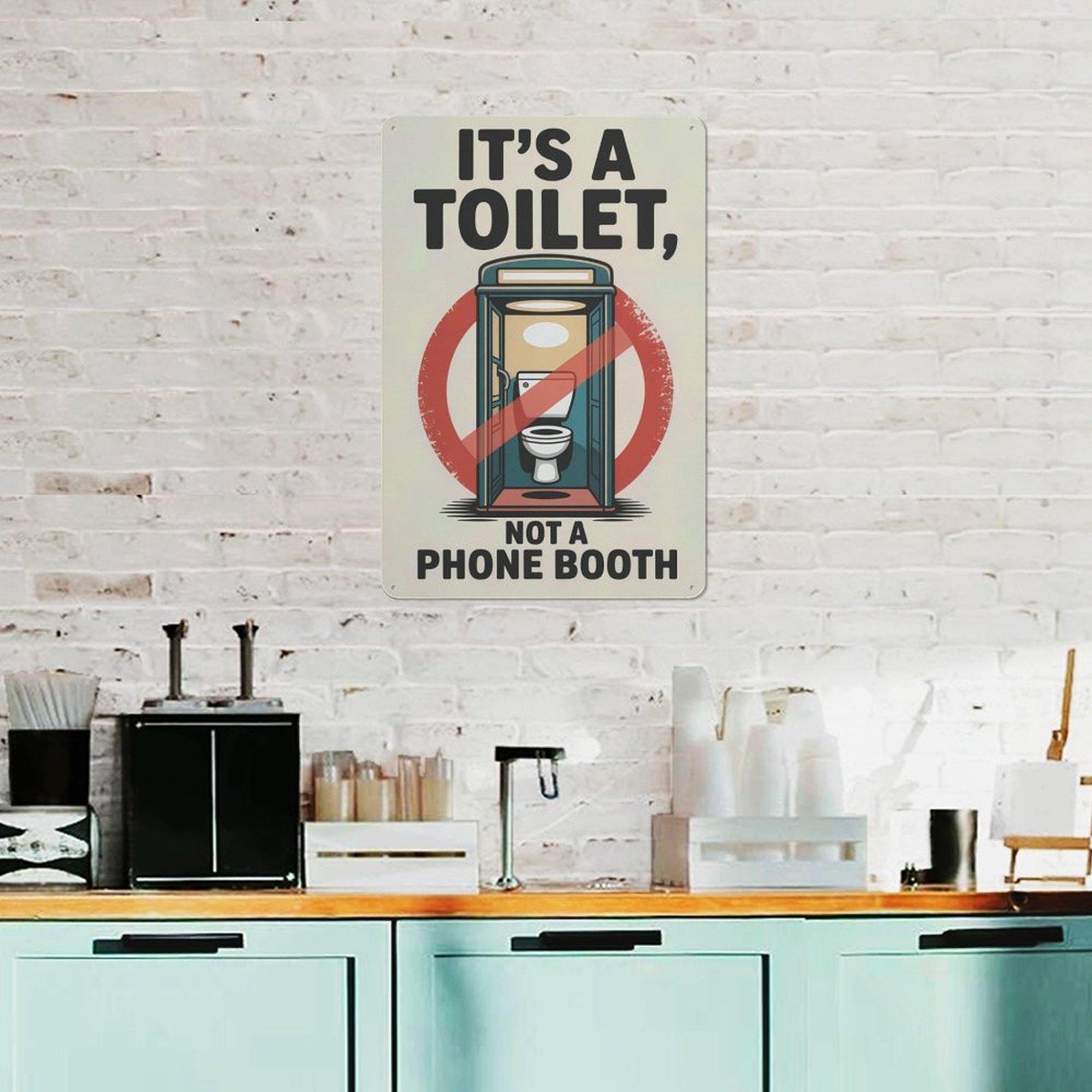 Funny Toilet Phone Booth Sign Metal Art Sign Restroom Wall Decor, Bathroom Humor Funny Decor,Humorous Sign,Sarcastic Gift,Birthday Gift,Office Sign,Dorm Sign