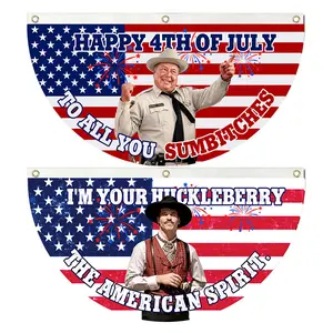 Smokey and The Bandit 4th July Semicircle Banner | Funny Western Cowboy Movie Bunting Flag | Patriotic Outdoor Fence Porch Decor