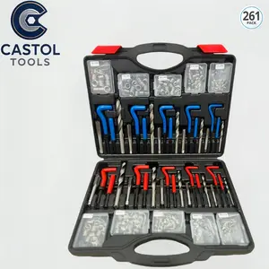 261-Piece Thread Repair Kit, Metric Spiral Oil Repair Set with Hss Drill Bits, Sae Sizes 1/4" to 1/2", Tools for Broken Faucets