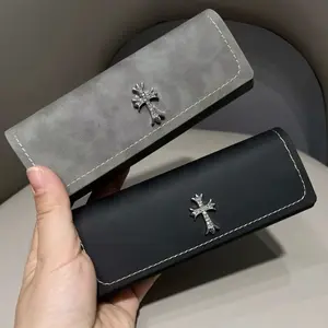 Bling Diamond Cross PU Leather Eyeglass Case | Portable Sunglasses & Glasses Storage Box