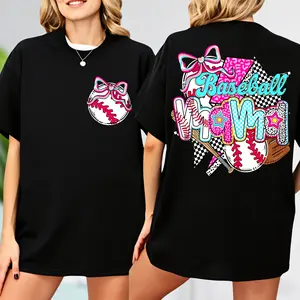 Baseball Mama Coquette T-shirt, Preppy Baseball T-shirt, Brushstroke Baseball Coquette T-shirt, Baseball Bow T-shirt, Baseball Mama T-shirt, Game Day T-shirt